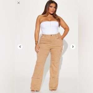 Stretch Tan Cargo Jeans